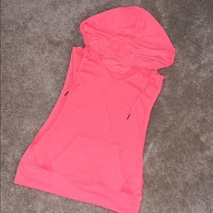 Cut off Calvin Klein workout hoodie- Bright salmon